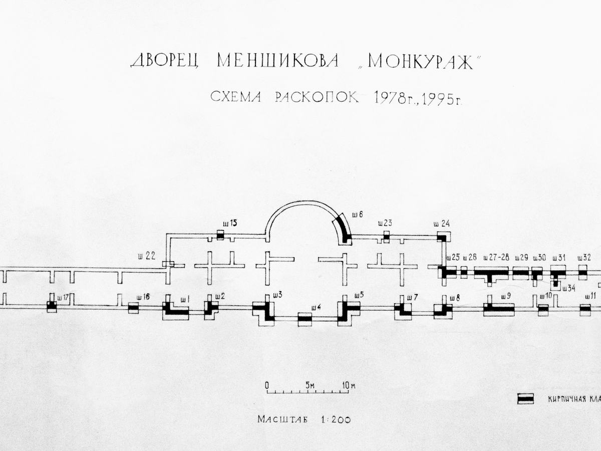 Илл. 2. Коренцвит В. А. Генплан раскопок двора «Монкураж». 1978 г., 1995 г.